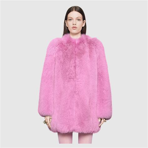 gucci pink fox fur coat